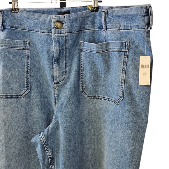 Anthropologie Maeve Colette Regenerative Cotton Crop Wide-Leg Jean, Plus, 26W - Picture 9 of 10